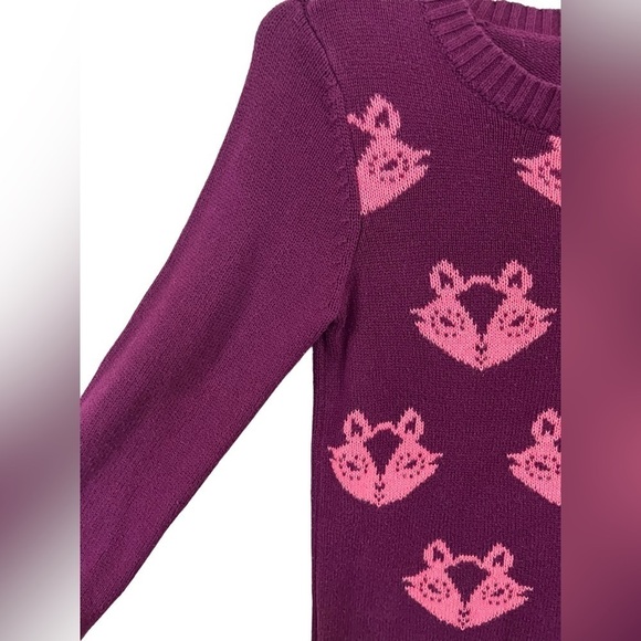 Old Navy Maroon Pink Fox Crewneck Knitted Sweater - Size 8 - Picture 8 of 12